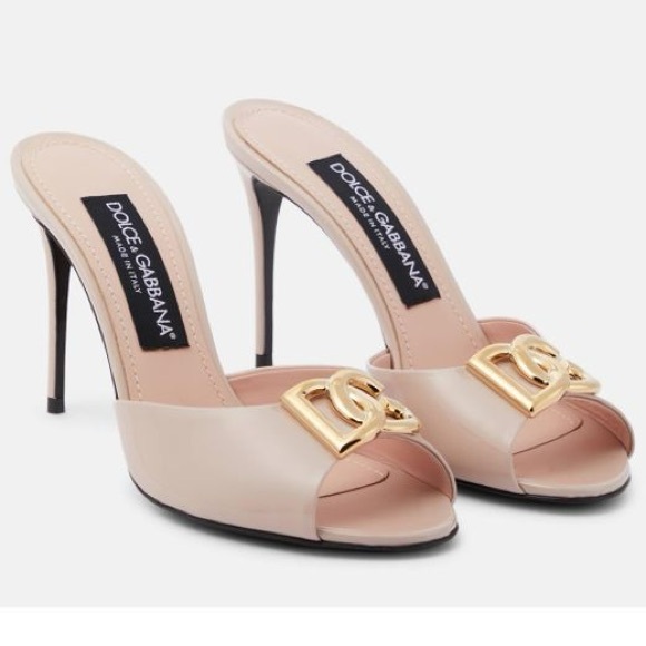 Dolce and Gabbana Vernice Patent Stiletto Mule Sandals - Picture 1 of 12